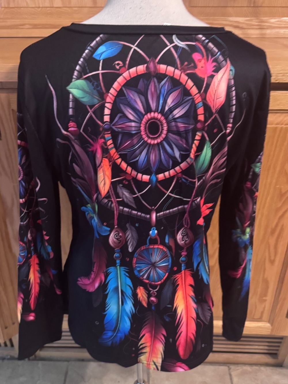 Women's V-Neck Dream Catcher Blouse Long Sleeve Large Colorful Classic Casual - Picture 5 of 10